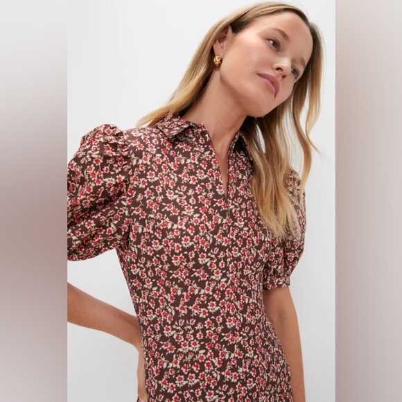 Elegant Floral Mini Dress with Puff Sleeves - Picture 5 of 7